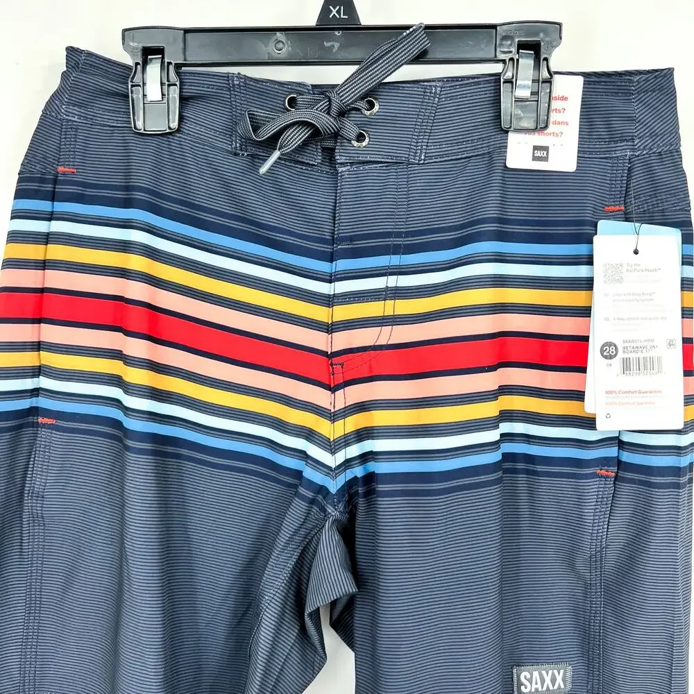 SAXX Betawave 2n1 Swim Board Shorts Size 28 Blue Stripe 7